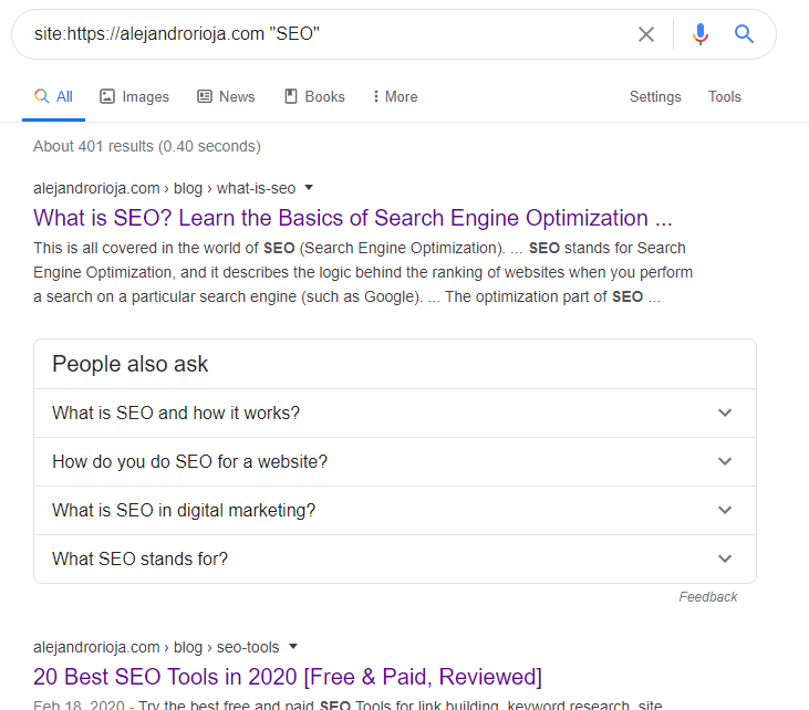 Step 8: Perform a Google site search