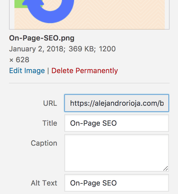 alt text seo on page