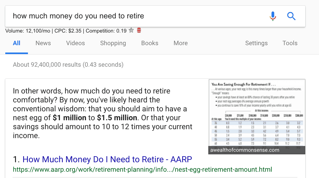 featured snippet