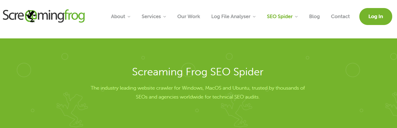 Pagina di download di Screaming Frog