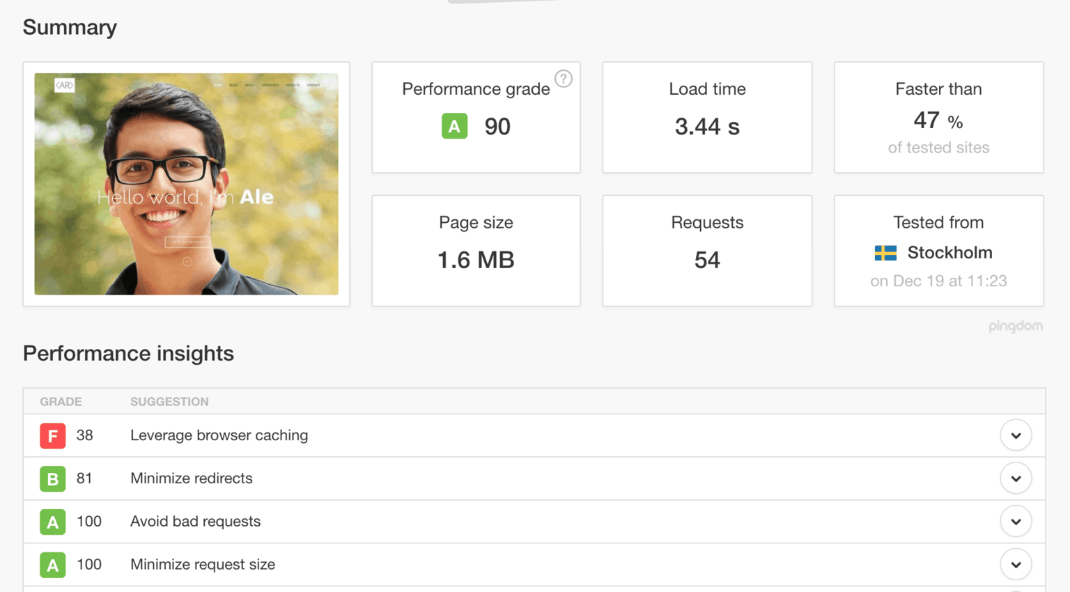 6. Pingdom Website Speed Test