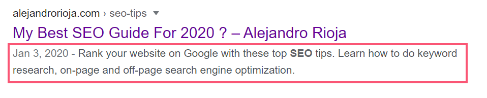 Meta description nei risultati di ricerca di Google