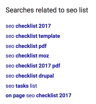 ricerche SEO correlate