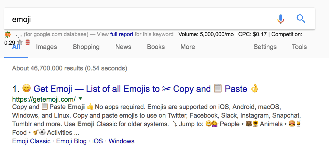 emoji SEO on page