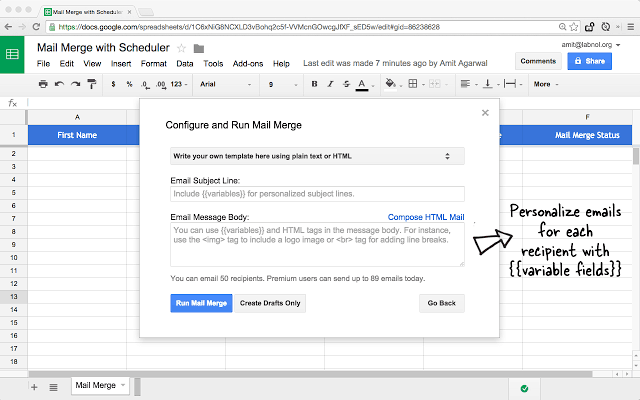 2. Google Gmail Mail Merge