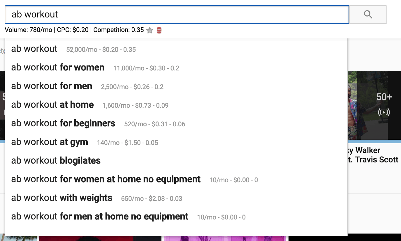 volume di ricerca youtube