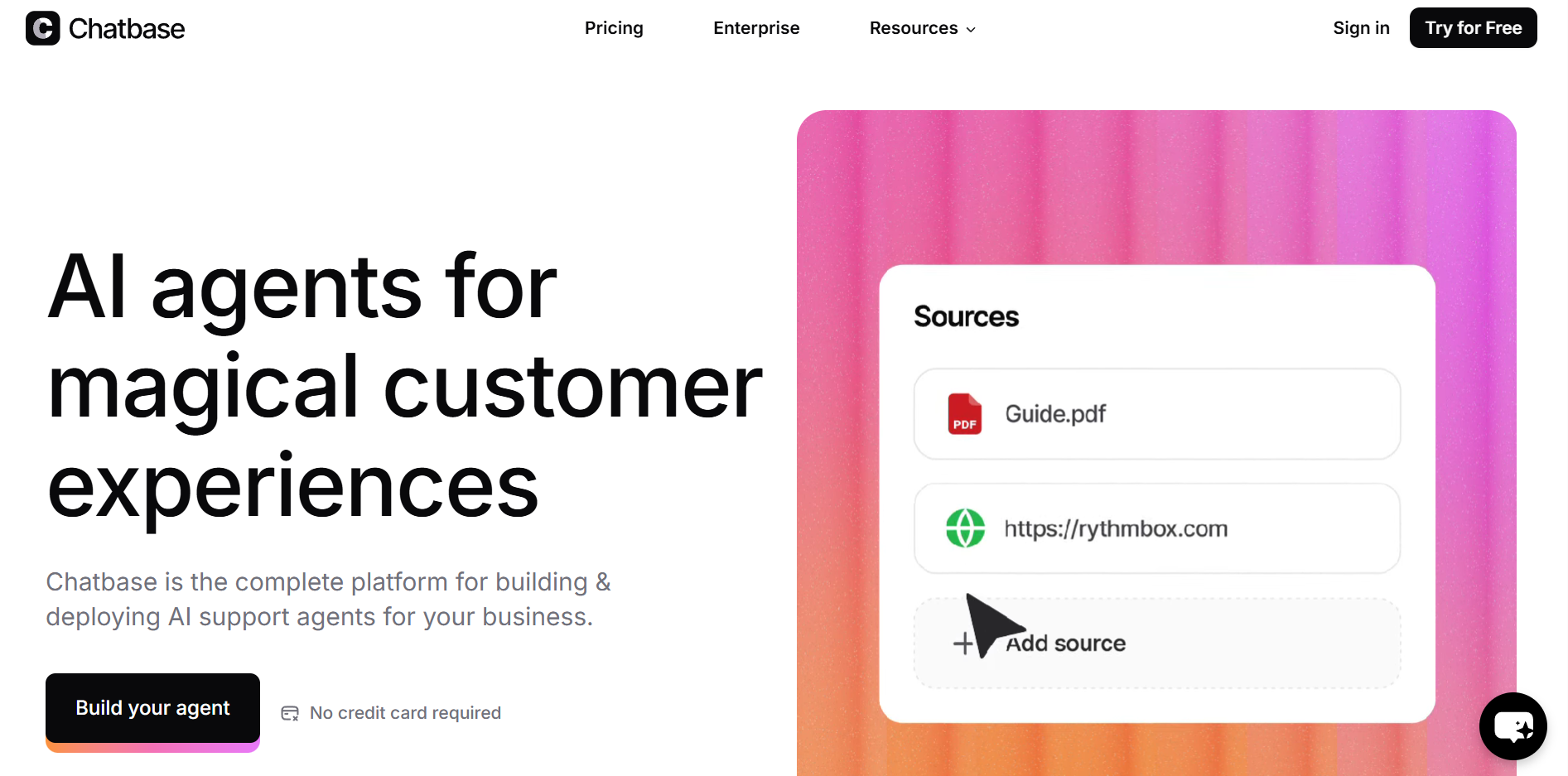 Chatbase AI chatbot trained on website data and documents