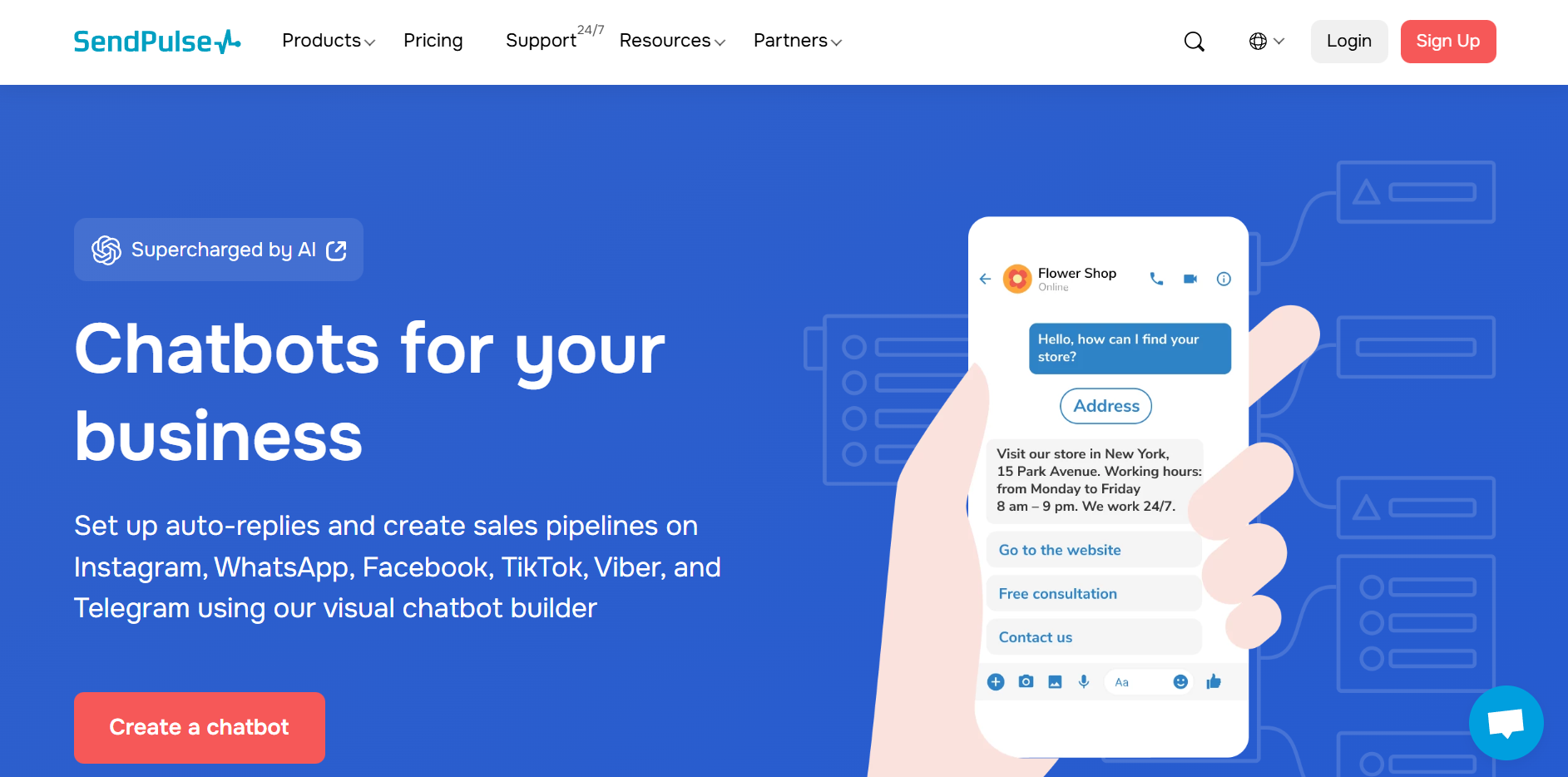 SendPulse no-code chatbot and multichannel automation dashboard