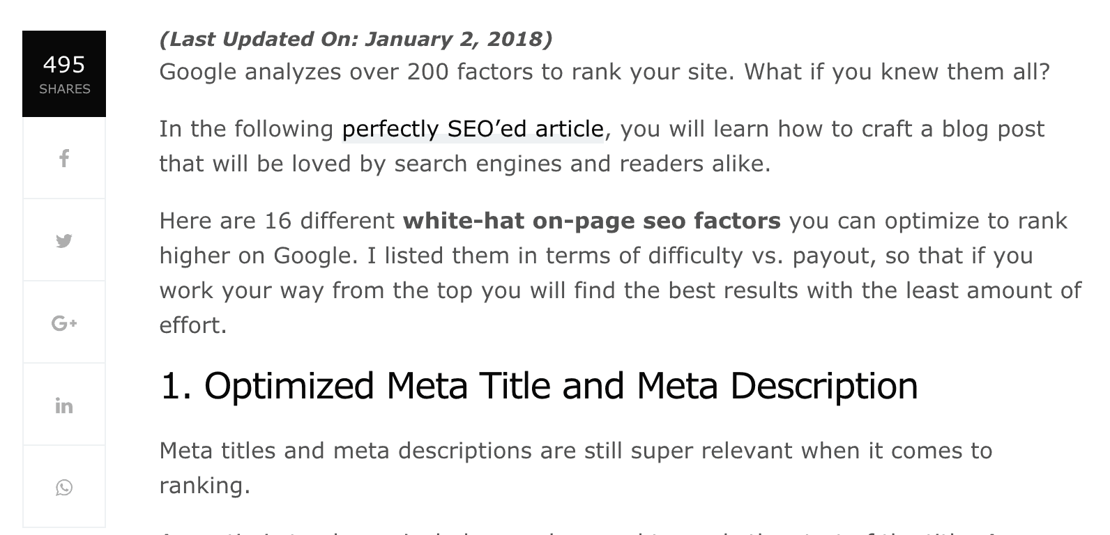 sharing buttons on page seo
