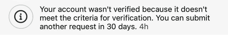 instagram denied verification